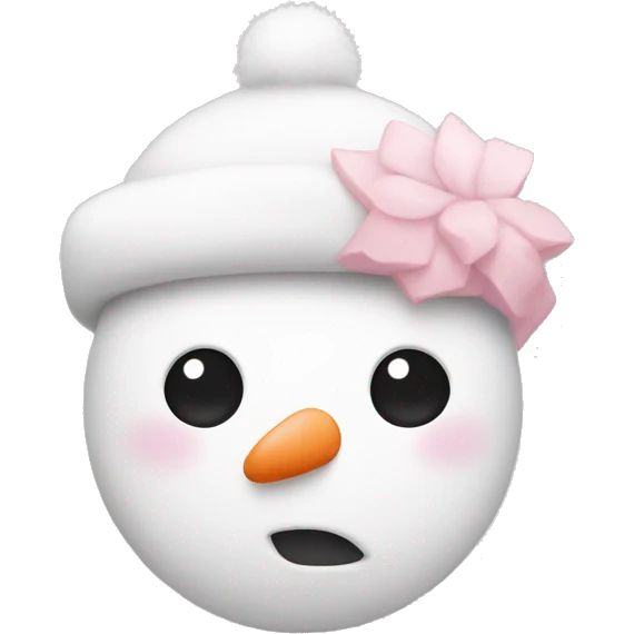 Cute white and light pink snowman emoji