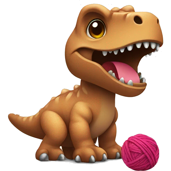 Cute Trex + yarn ball emoji