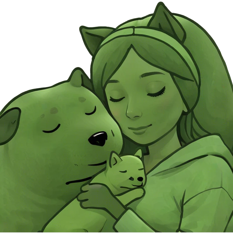 Woman sleeping with sleeping dog emoji