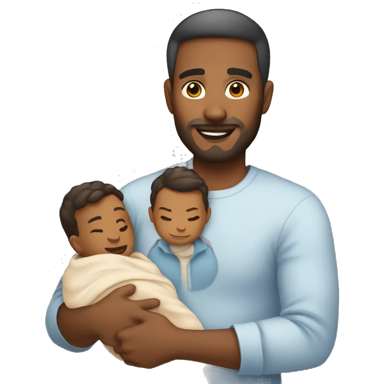 Light brown skin father holding newborn  emoji