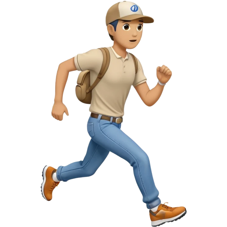 Man in plane clothes running after hyundai ionic emoji