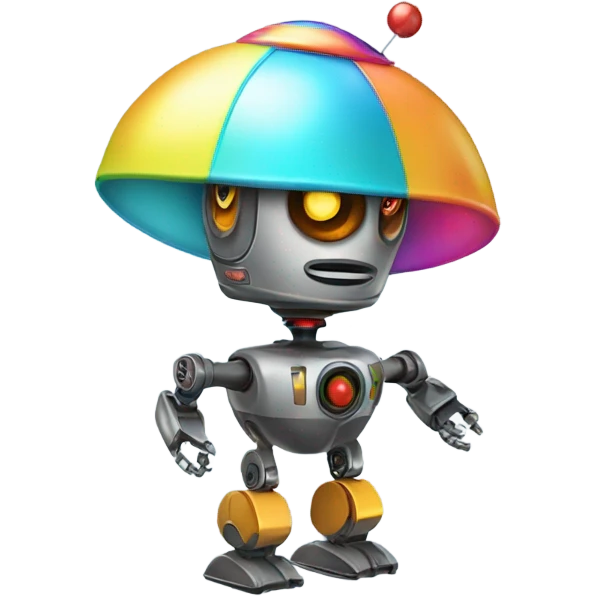 robot with a cute spinny hat, propeller hat/cap emoji