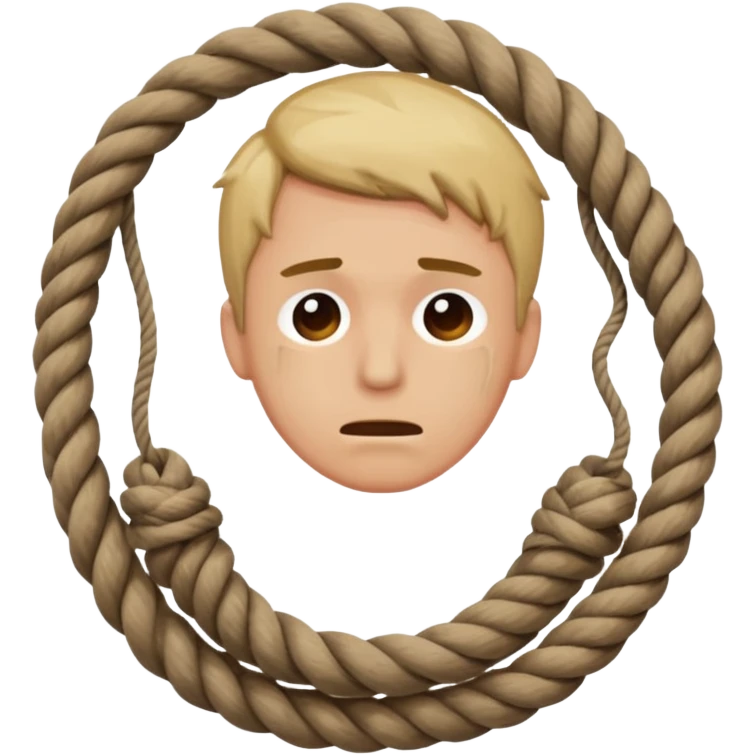 A man suffocating himself with a rope emoji