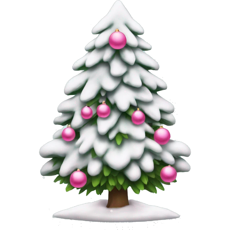 Tannenbaum mit schnee und rosa kugeln emoji
