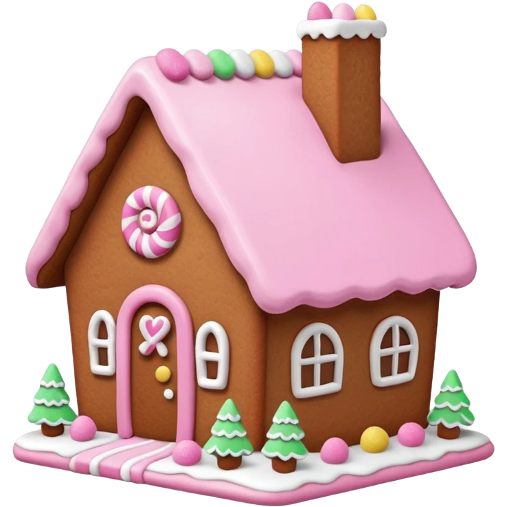 Minimalis Gingerbread house pink emoji