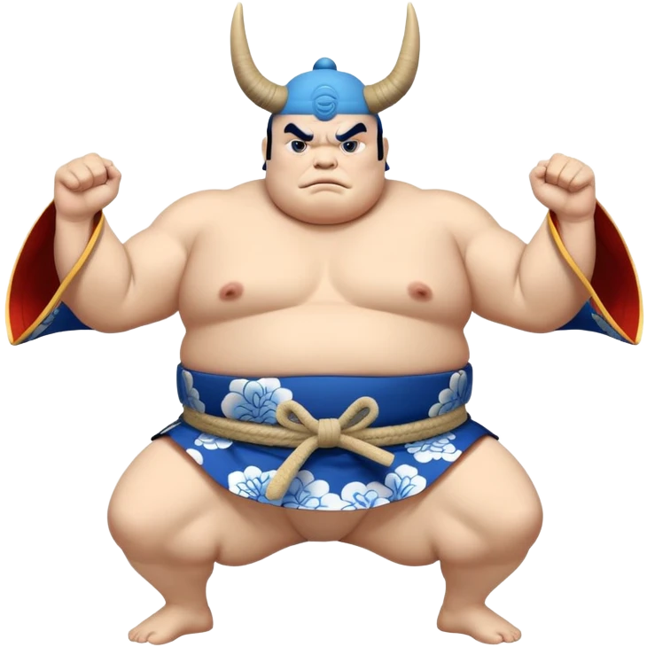 Jinbe blue fishman with kimono and sumo stance emoji