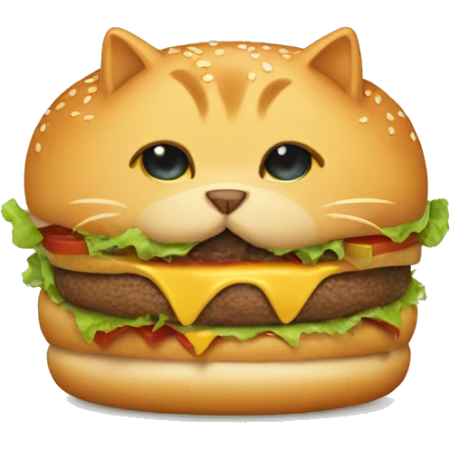 A  cat eat burger emoji