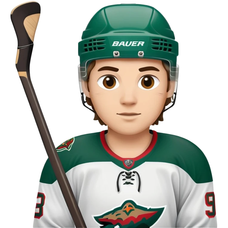 Minnesota Wild ice hockey player with Bauer hockey stick emoji