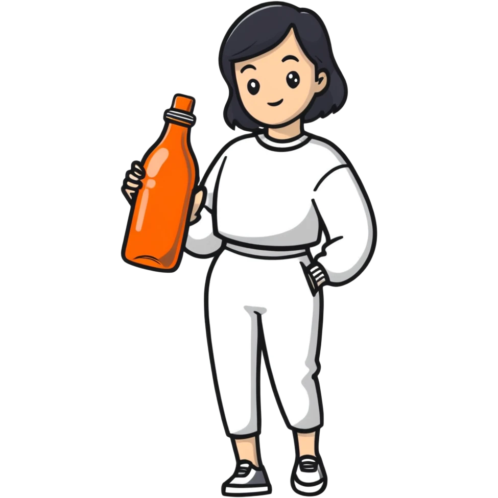 young woman holding a bottle of Malibu emoji
