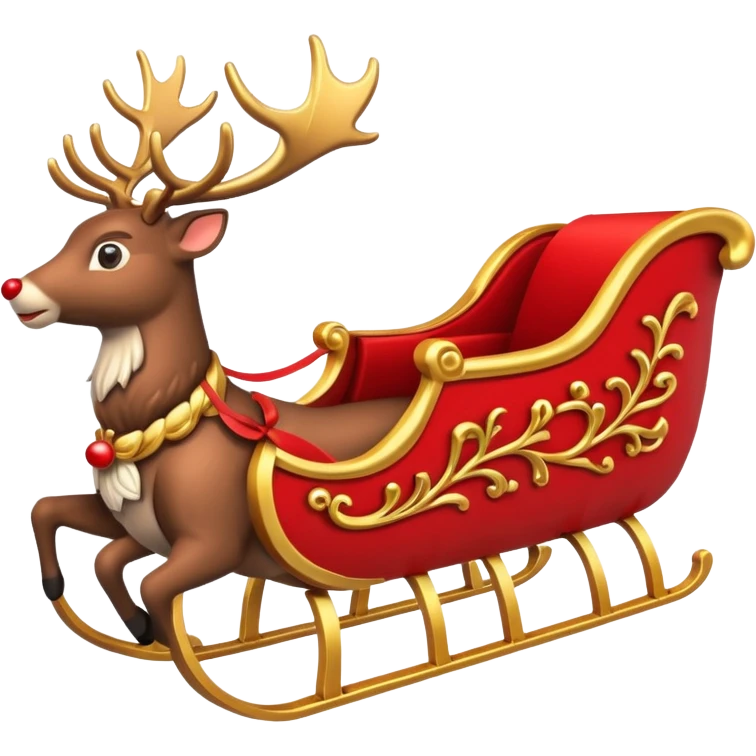 santa's sleigh with reindeer in flight emoji