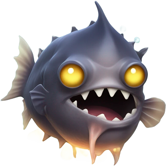 Anglerfish with glowing lure, sharp teeth, and big eyes. emoji