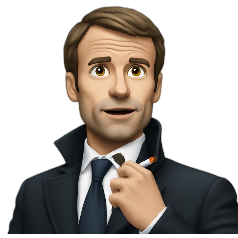 Macron qui fume une cigarette emoji