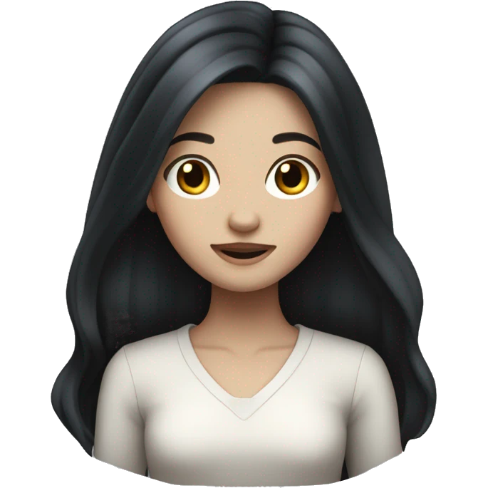 Pale girl with long black hair shaking  emoji