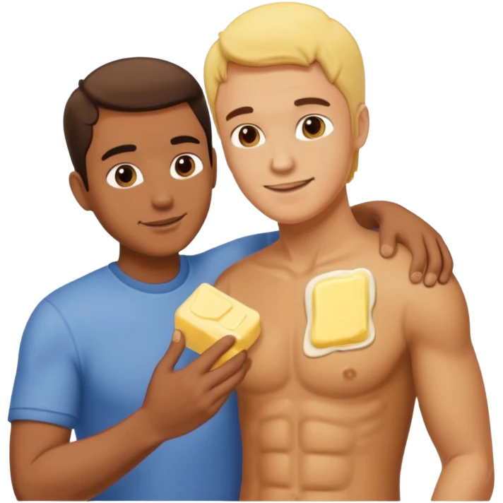 I man puts butter on another man‘S back emoji
