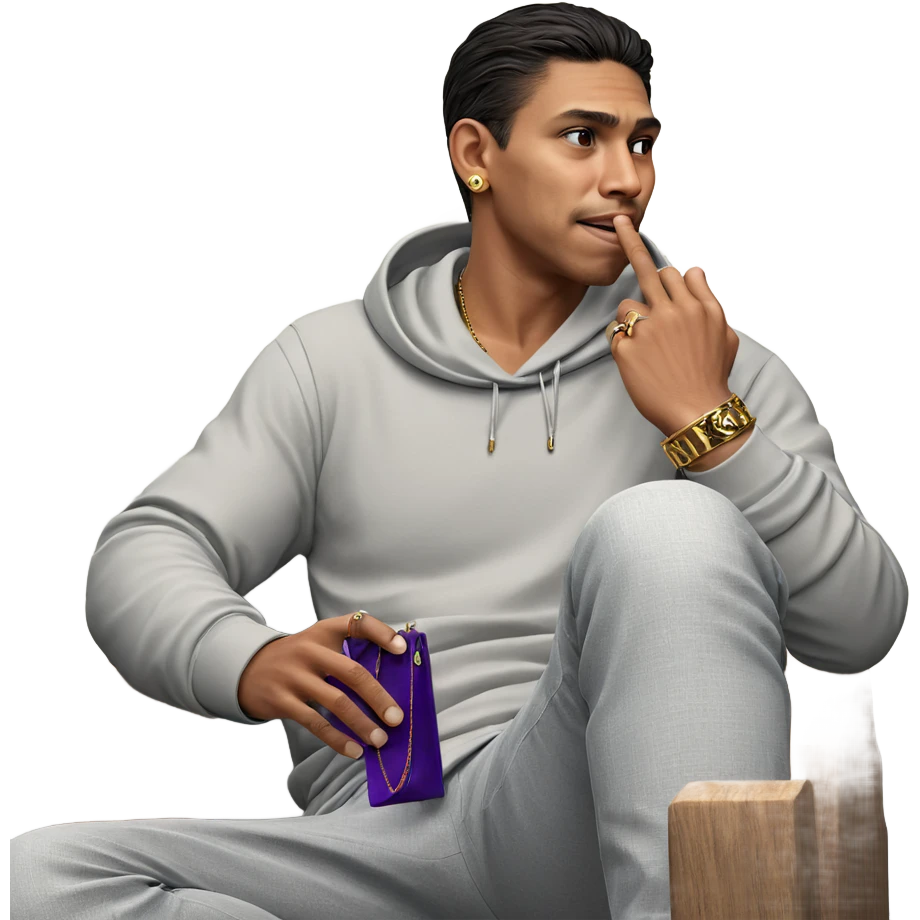 contemplative male with jewelry emoji