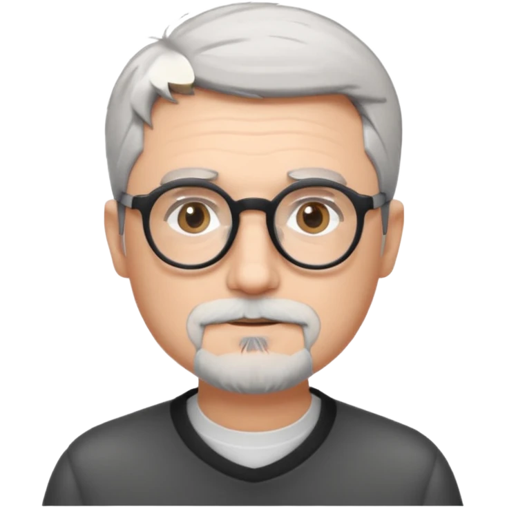 homme blanc cheveux gris court lunettes rondes noir et petite barbe  emoji