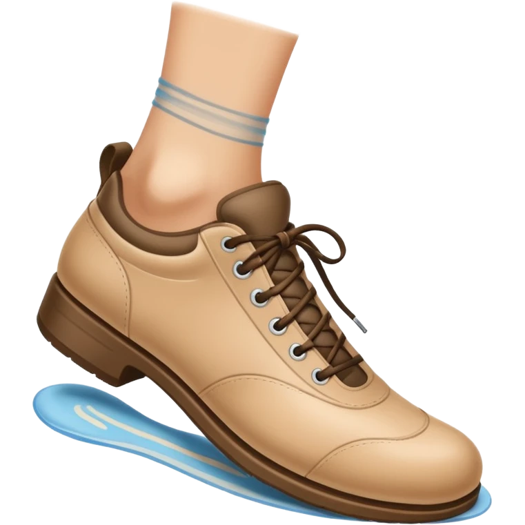 a shoe with a foot inside, stepping and showing a clear shoe print below. and leg with motion line







 emoji