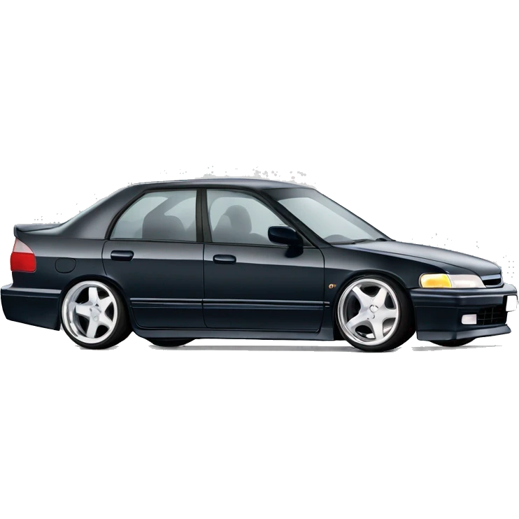 Extremely lowered 1996 Honda accord 4 door with chrome wheel and negative camber emoji