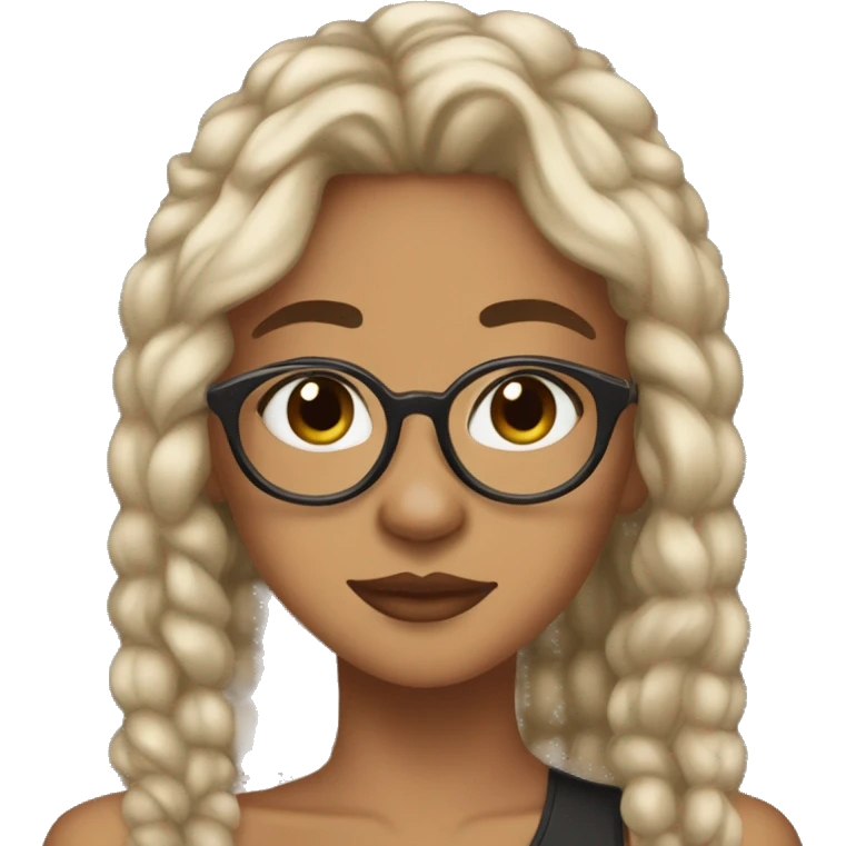 lightskin girl clean girl aesthetic with turtoise glasses and nose ring emoji