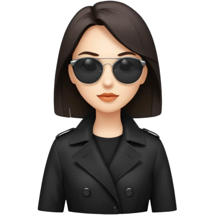 woman in black trenchcoat and matrix sunglasses emoji