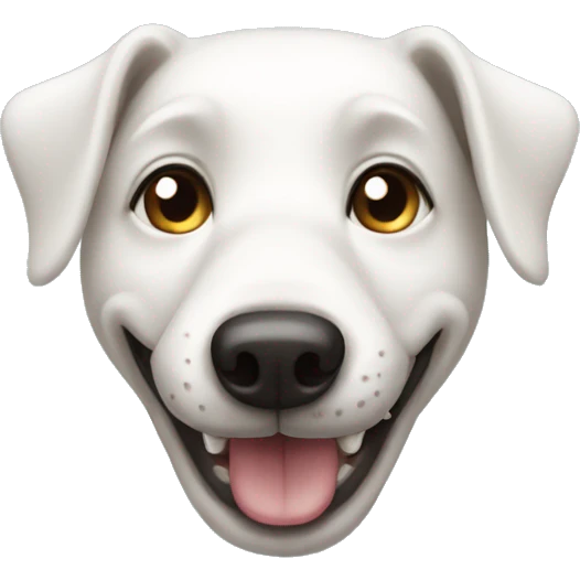 skinny smiling white dog head emoji