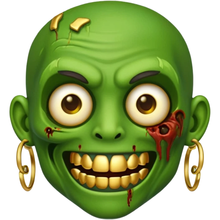 Create a zombie emoji with grillz and earring emoji