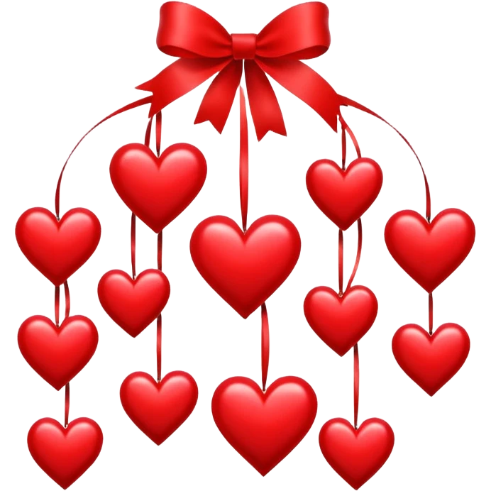 Five Dangling hearts from a ribbon emoji