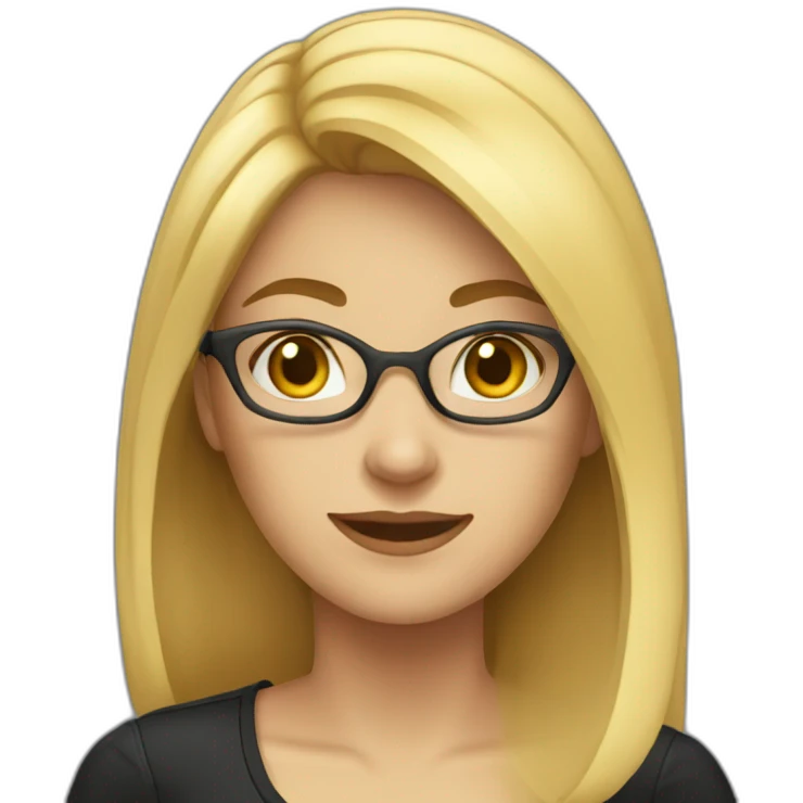 woman it developer, medium blonde hair, no glasses, black outfit emoji