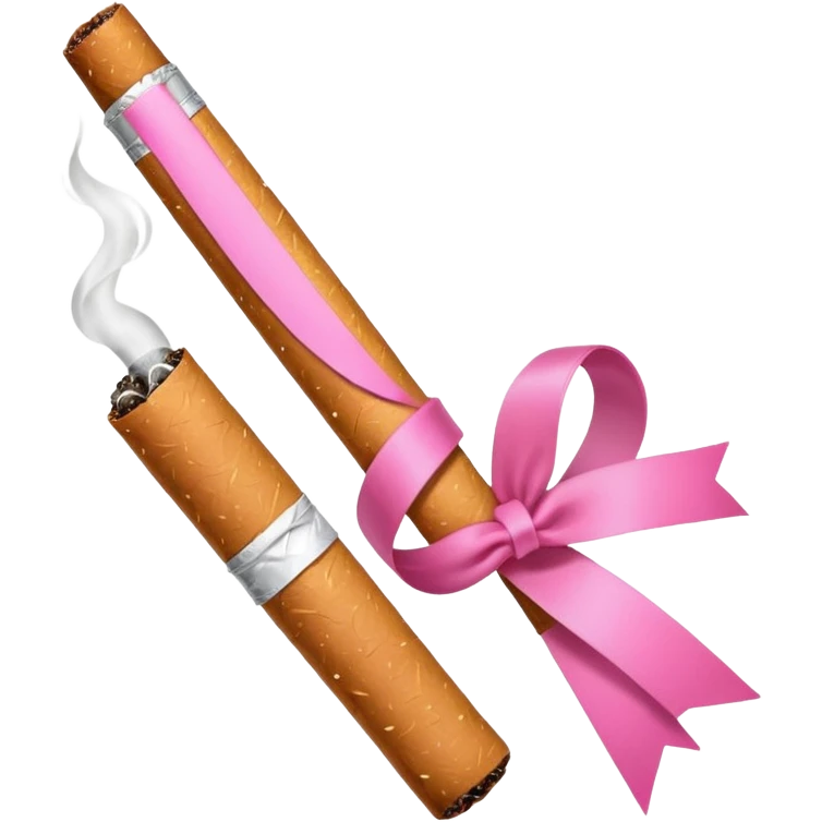 Un cigarrillo con un moño rosada emoji