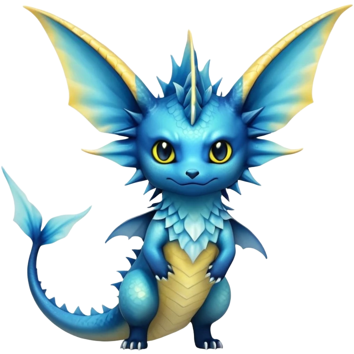  Cool Edgy blue-yellow-black-gradient ethereal badass Vaporeon-Vernid-Trico-animal-creature full body  emoji