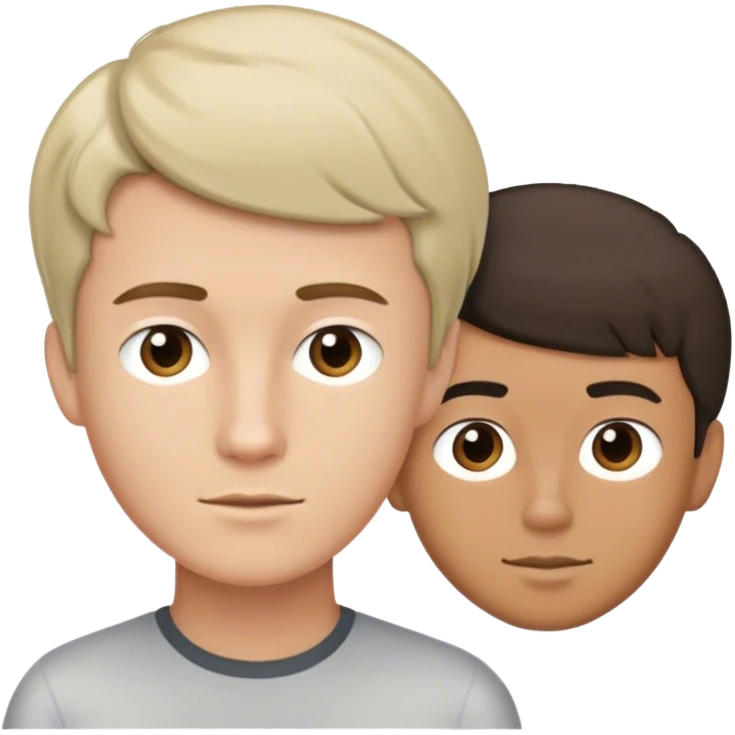 un garcon blanc avec une touffe et un metisse cheveux court emoji