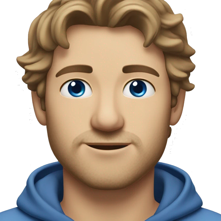 A head and shoulders shot of a 33 year old Caucasian man, with short brown hair,   with blue eyes wearing a t-shirt. emoji