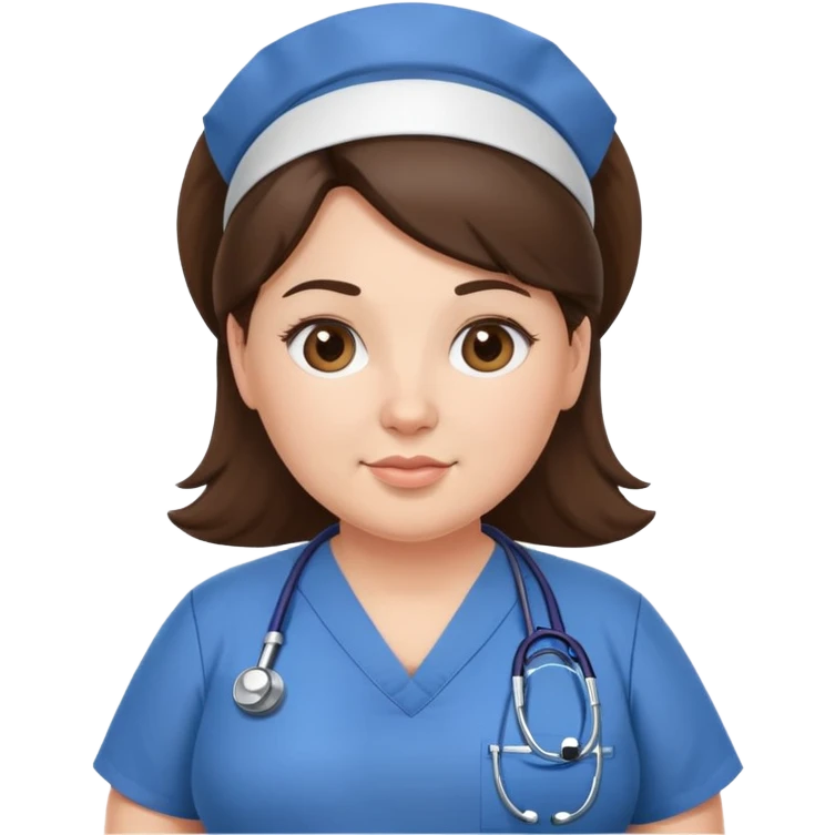 Fat nurse, Brunette woman in scrubs with a stethoscope emoji