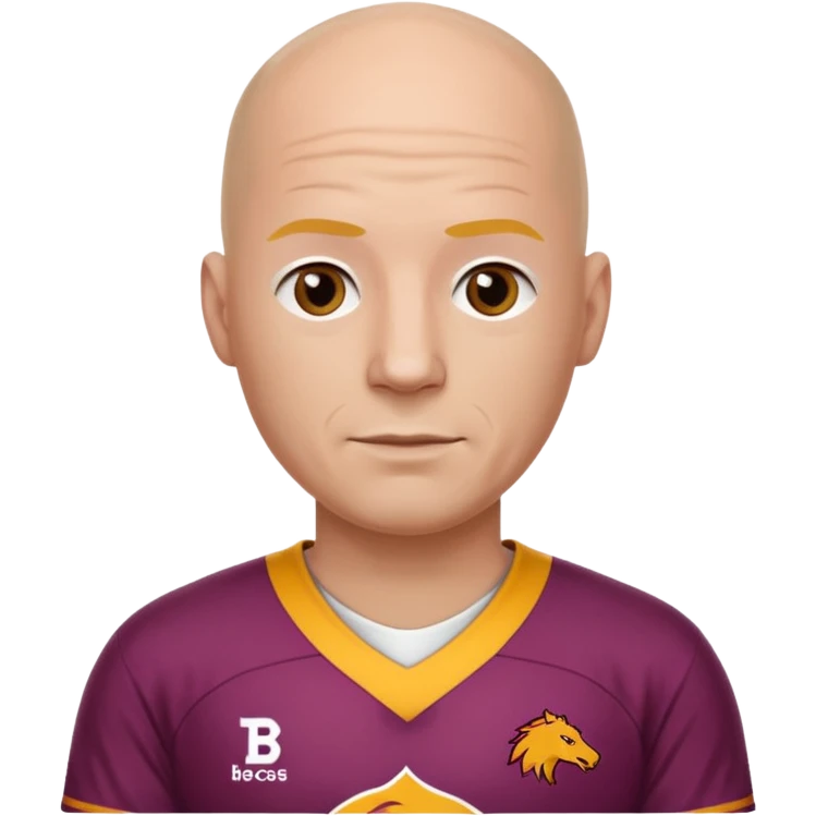 young-ish 50 year old man dressed in a brisbane broncos jersey, bald head, fair skin emoji