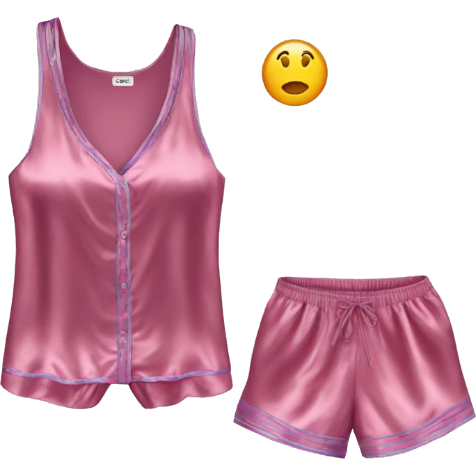 Satin pj set tank and shorts  emoji