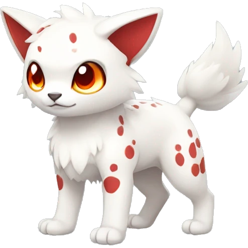 Cute cool white red animal hybrid Fakemon full body emoji