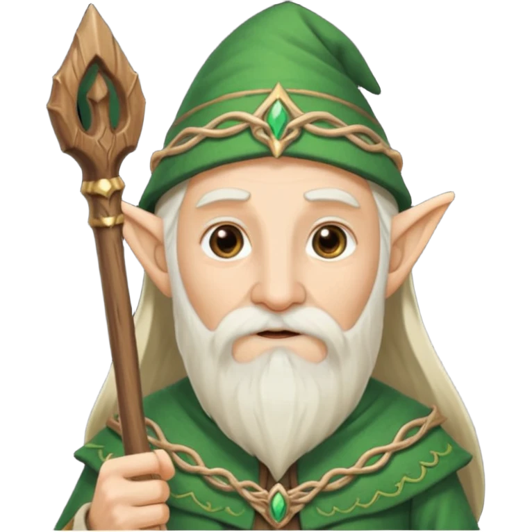 Elder elf with long beard and staff emoji