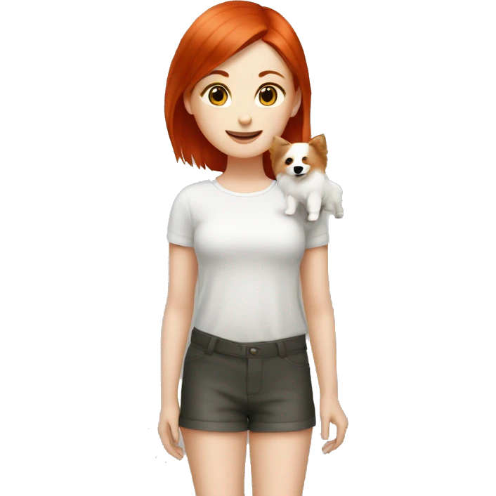 red hair girl with Japanese spitz dog emoji
