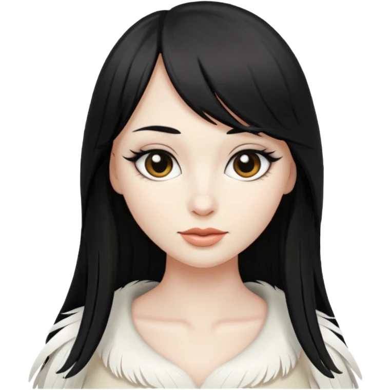 goose with long black hair and swoop bangs emoji