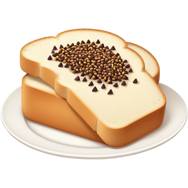 Slice of white bread on a white plate with chocolate sprinkles on top emoji