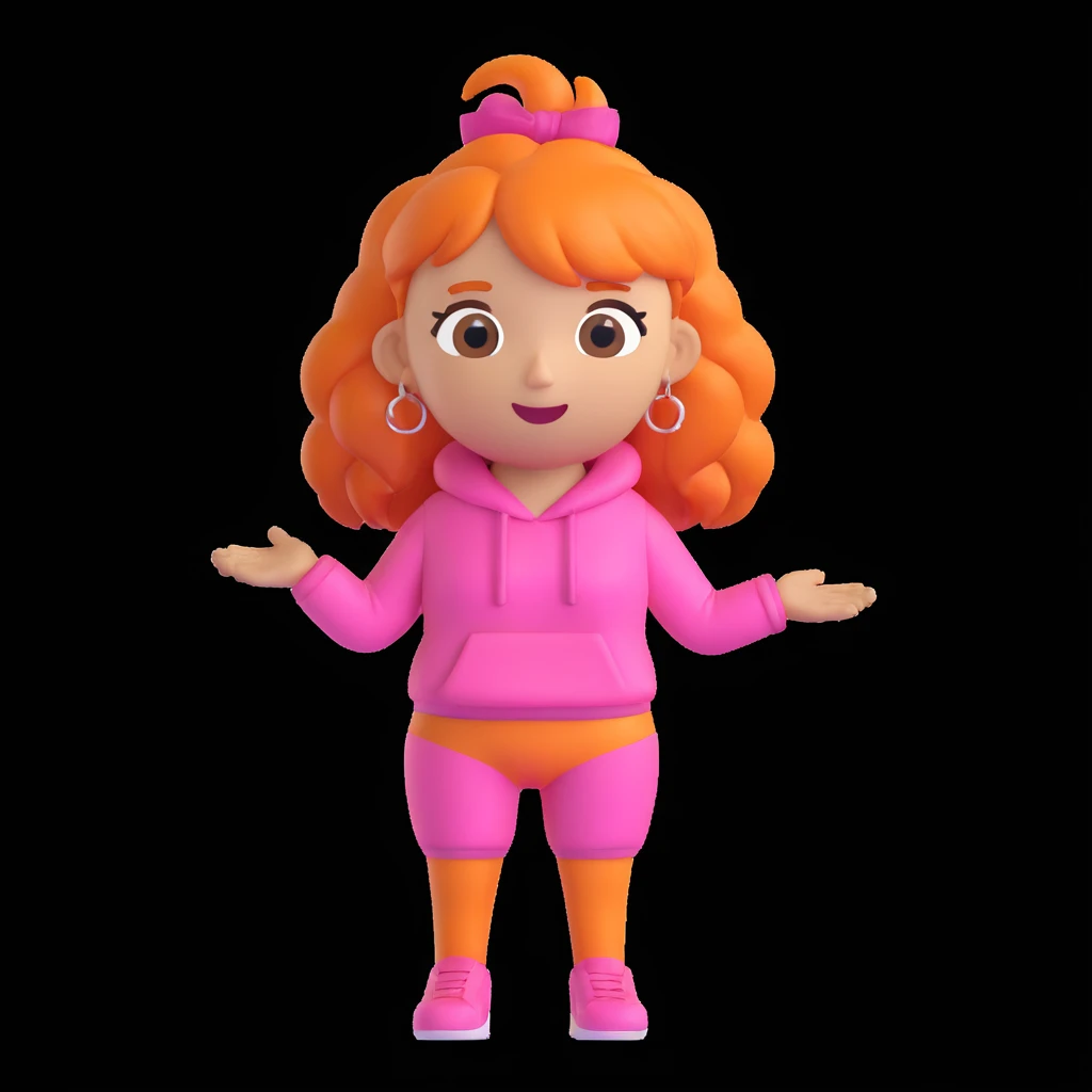 Ice Spice emoji with a pink outfit, orange hair, sassy pose emoji