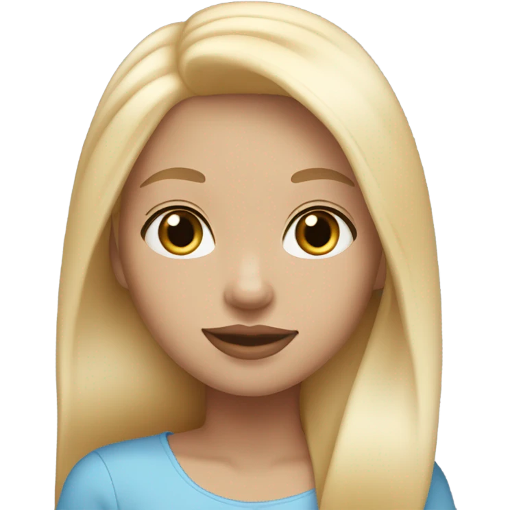 Blonde girl with light pink full lips blue eyes straight hair and light skin tone  emoji