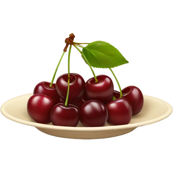 beige plate with cherries in it emoji