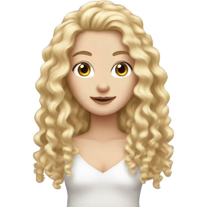 white girl with really curly very long blonde hair emoji