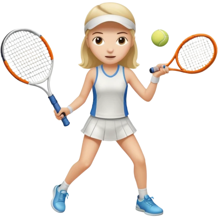 white young girl with one racket playing tennis emoji