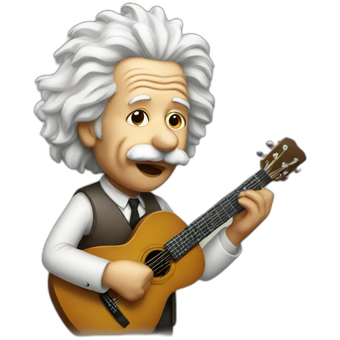 Einstein with a guitar emoji