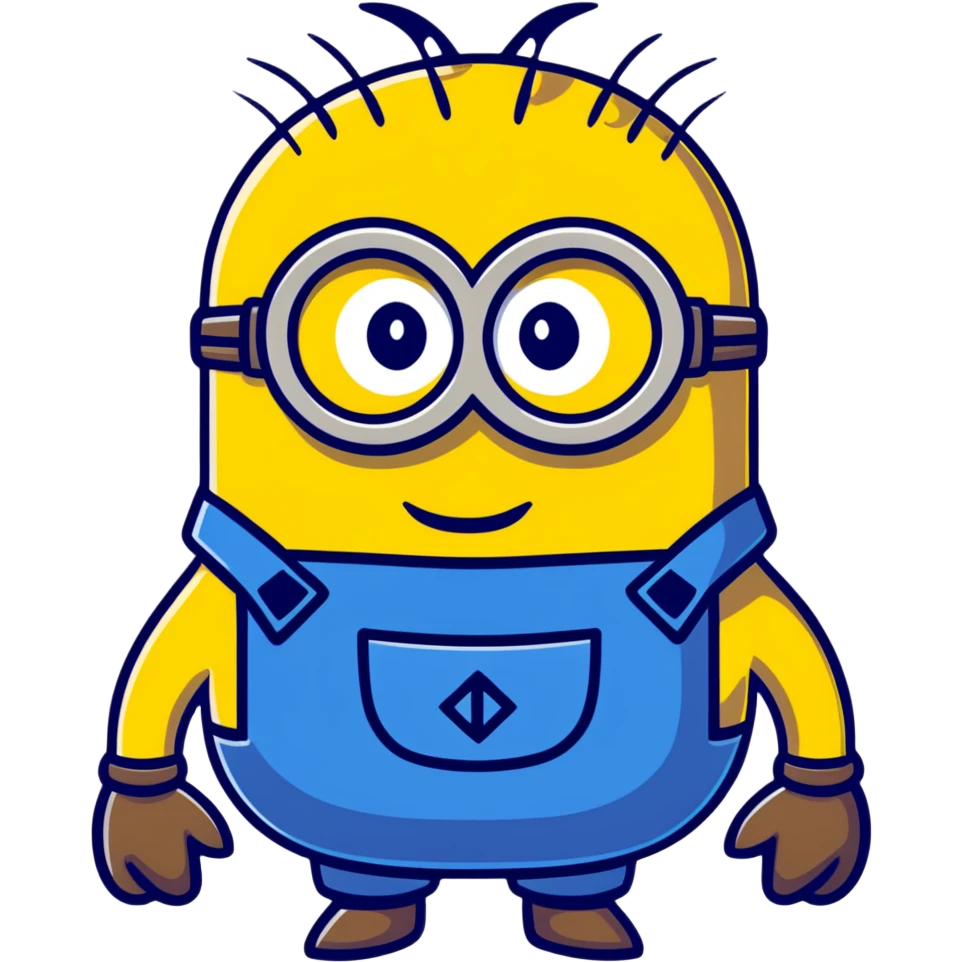 colorful cartoon sticker of Minion Kevin emoji