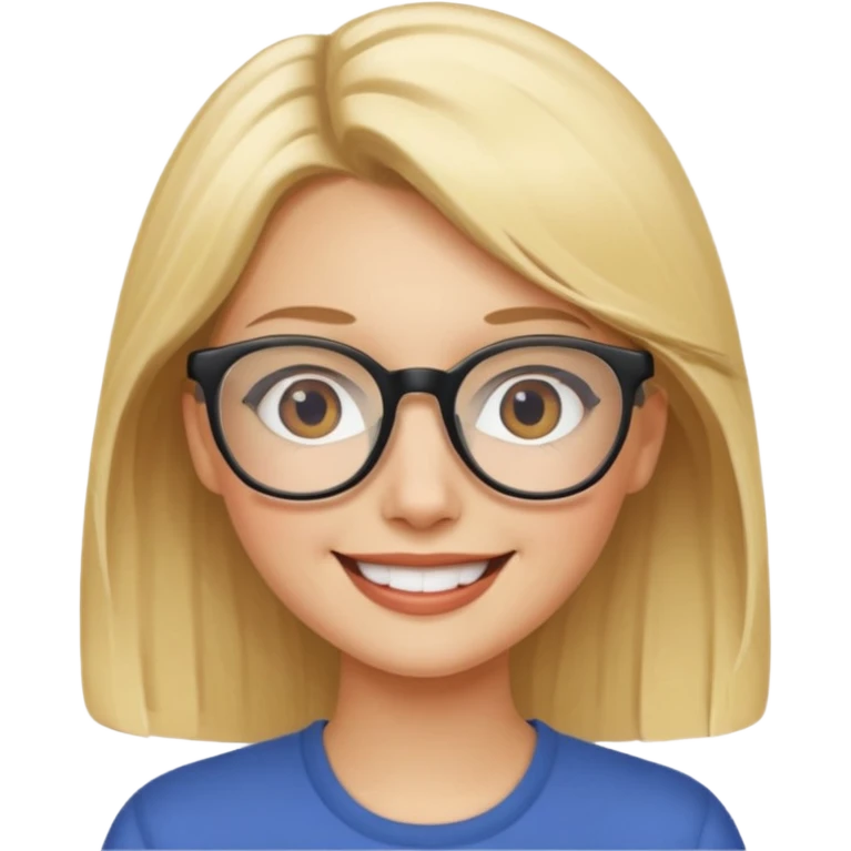 female with fair complexion, blonde hair with eyeglasses emoji