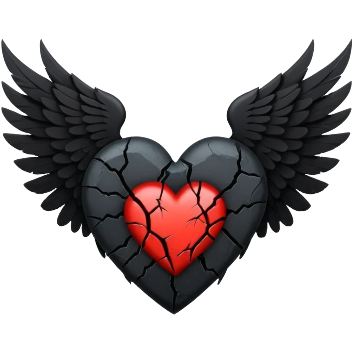 emo heart with black wings emoji