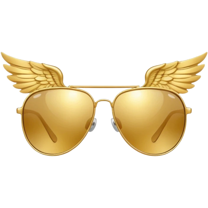 fancy gold  sunglasses with wings emoji
